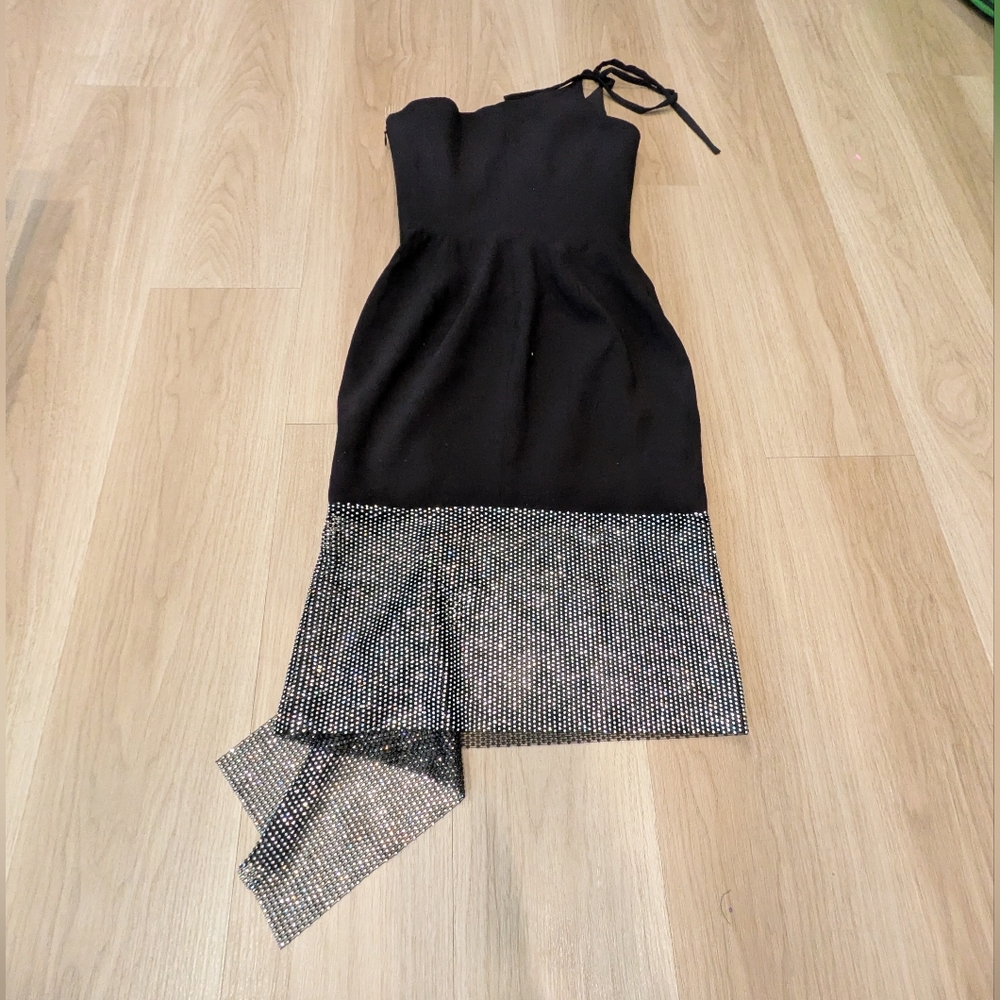 Helsi Black Cocktail Dress With Stunning Sparkle Chain Bottom Size XS - Picture 7 of 7
